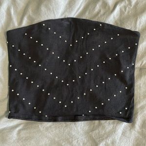 VS PINK Black Studded Cropped Tube Top